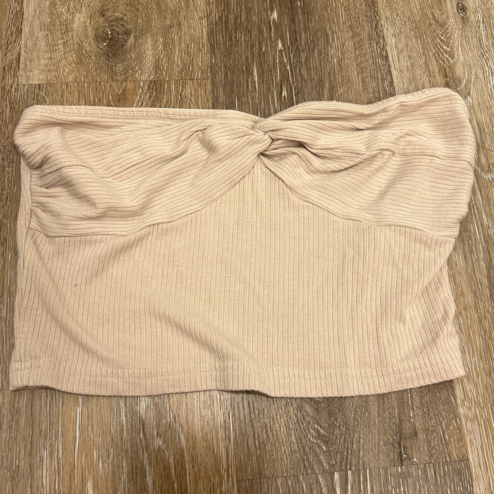 SHEIN Tan Ribbed Twist Front Tank Top